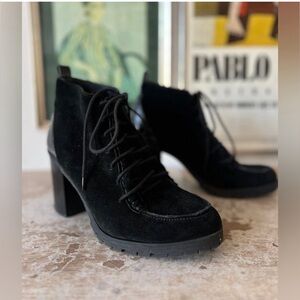 7.5 Black Suede Leather Boots Lace Up Sam Edelman
